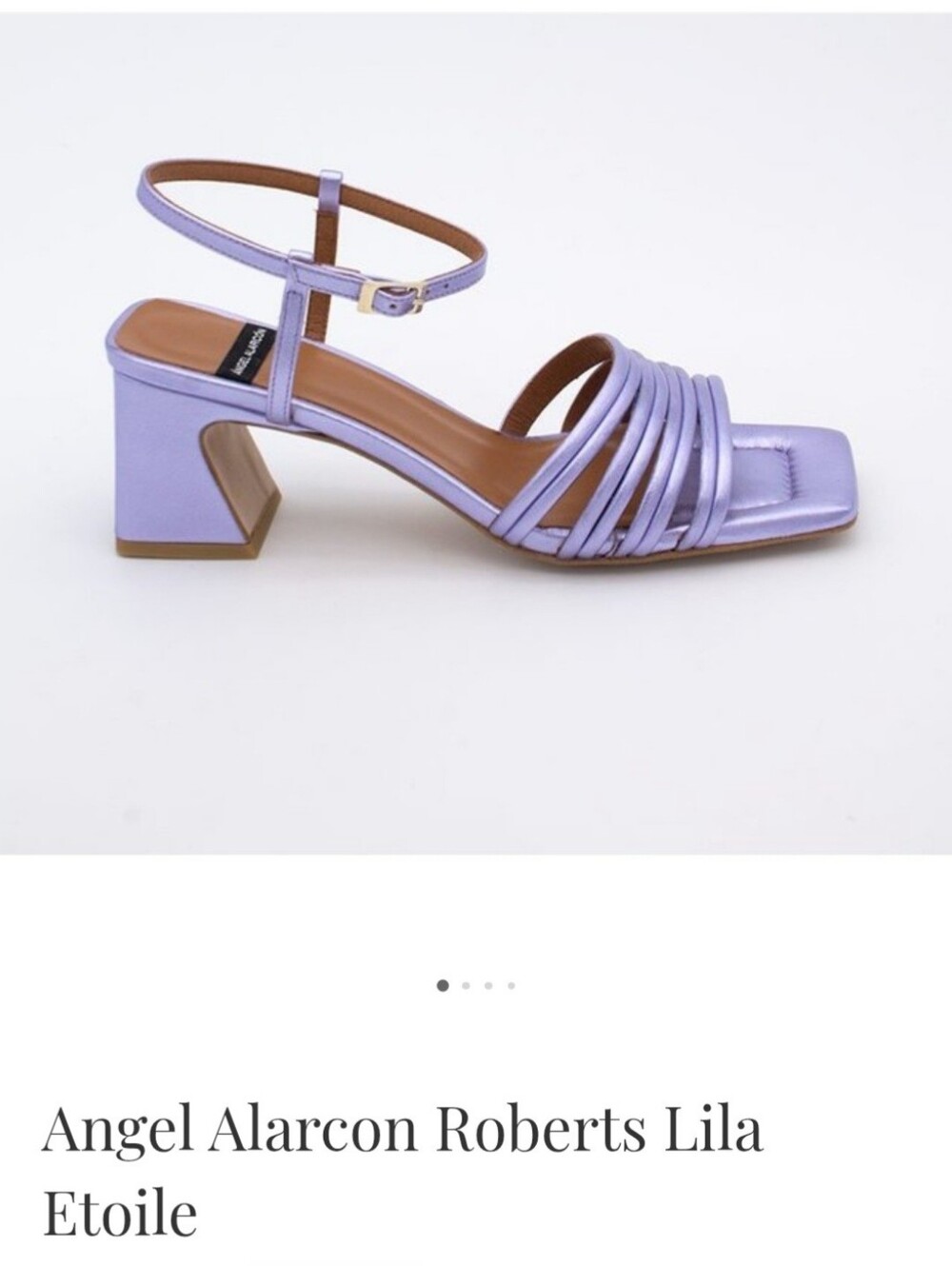 Metallic Lavender Strappy Block Heel Sandals - Picture 9 of 16